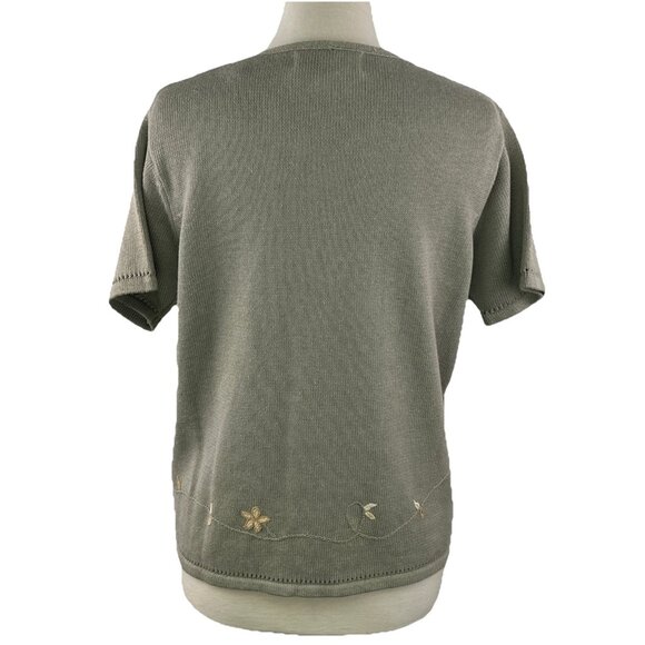 Vintage Jones New York L Womens Embroidered Classic Sweater Short Sleeves Ramie - Picture 4 of 8